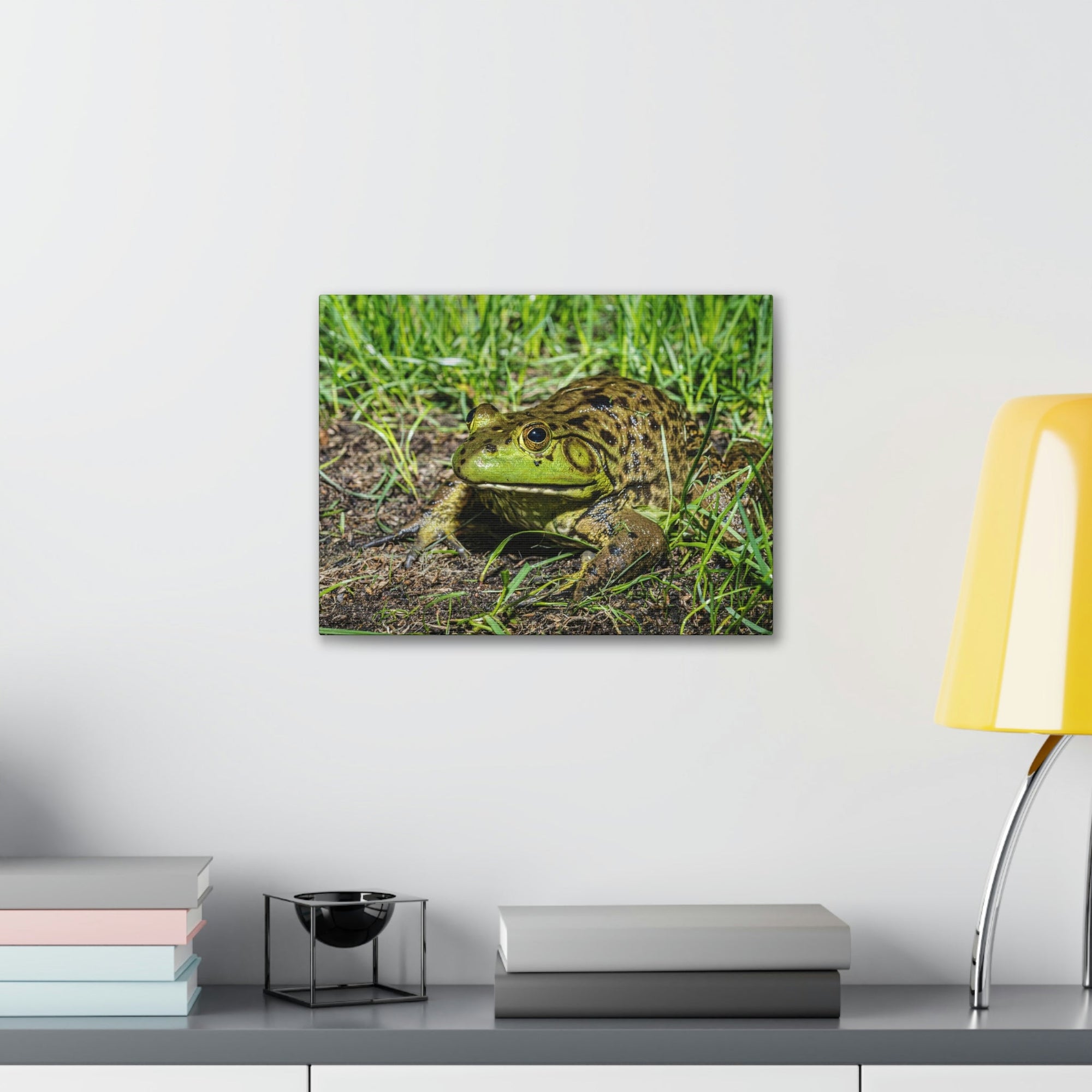 Scripture Walls Bull Frog Hunting Bull Frog on Hunt Print Animal Wall Art Wildlife Canvas Prints Wall Art Ready to Hang Unframed-Express Your Love Gifts