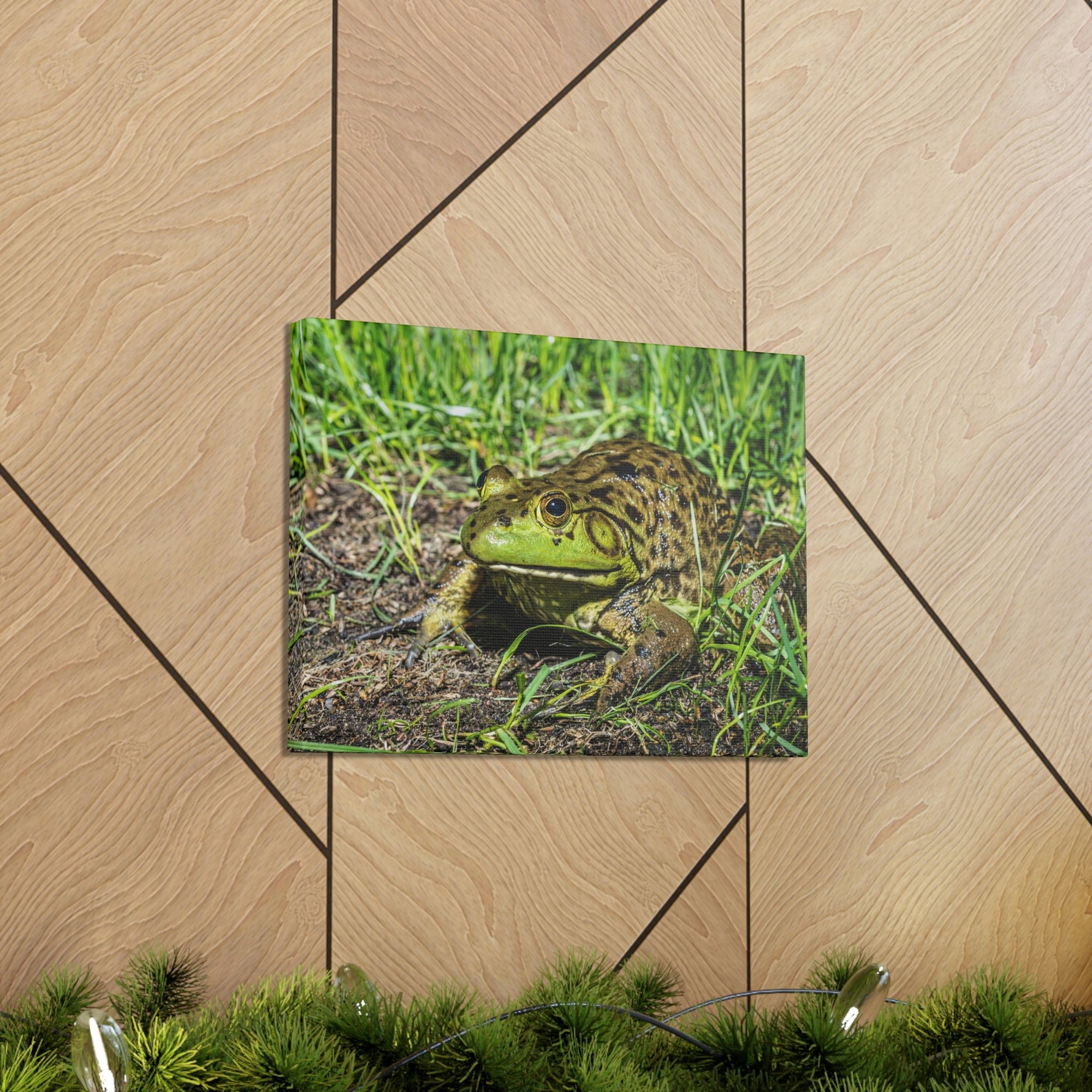 Scripture Walls Bull Frog Hunting Bull Frog on Hunt Print Animal Wall Art Wildlife Canvas Prints Wall Art Ready to Hang Unframed-Express Your Love Gifts