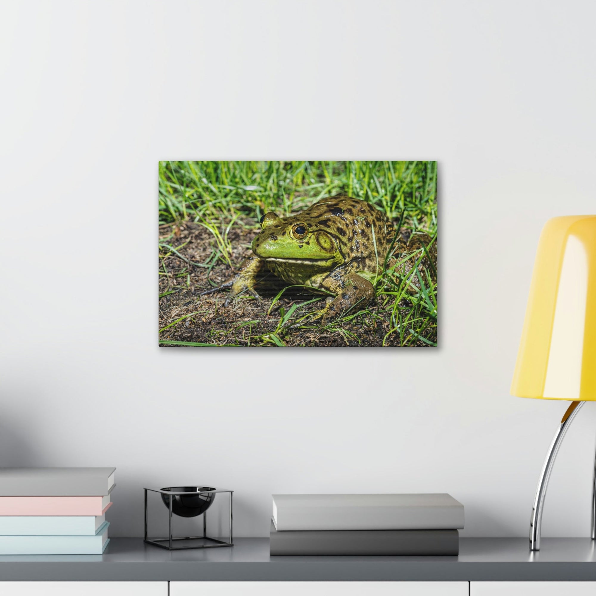 Scripture Walls Bull Frog Hunting Bull Frog on Hunt Print Animal Wall Art Wildlife Canvas Prints Wall Art Ready to Hang Unframed-Express Your Love Gifts