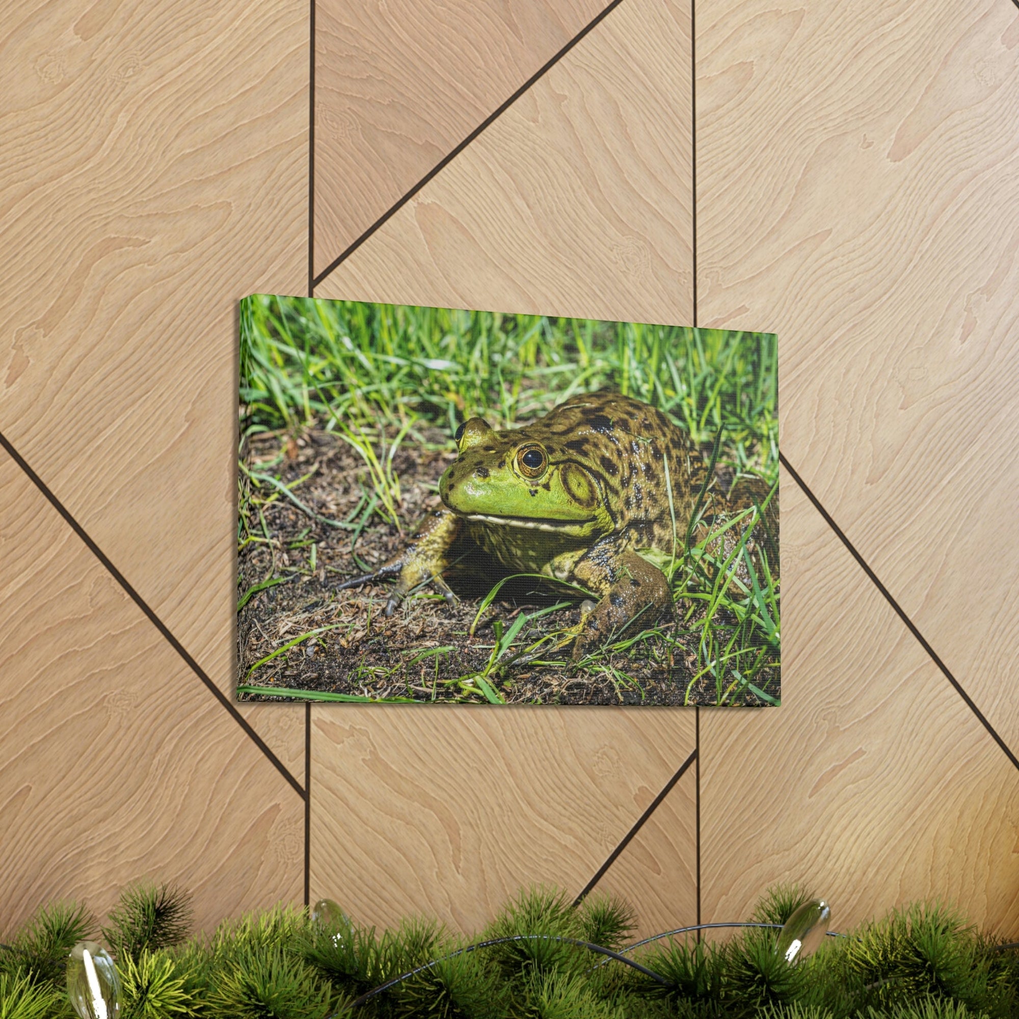 Scripture Walls Bull Frog Hunting Bull Frog on Hunt Print Animal Wall Art Wildlife Canvas Prints Wall Art Ready to Hang Unframed-Express Your Love Gifts