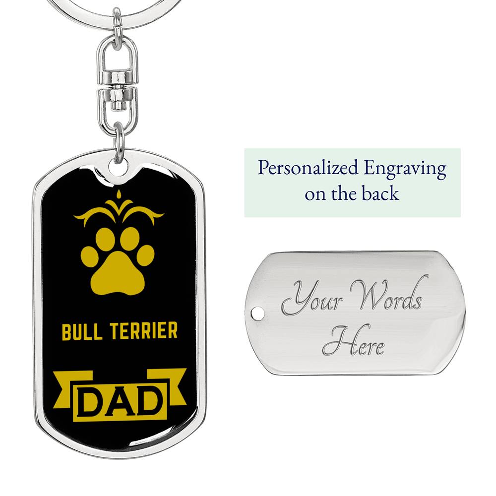 Bull Terrier Keychain Stainless Steel or 18k Gold-Express Your Love Gifts