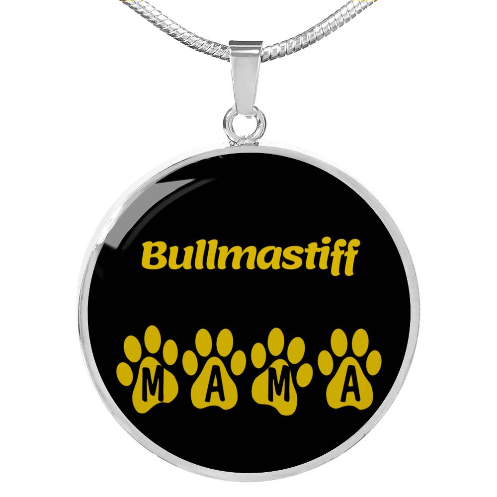 Bullmastiff Mama Circle Necklace Stainless Steel or 18k Gold 18-22" Dog Owner Lover-Express Your Love Gifts