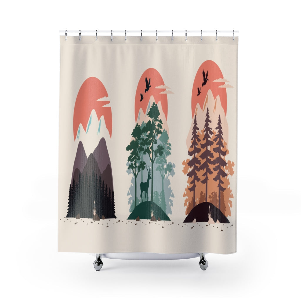 Bundle Beautiful Landscapes Stylish Design 71&quot; x 74&quot; Elegant Waterproof Shower Curtain for a Spa-like Bathroom Paradise Exceptional Craftsmanship-Express Your Love Gifts