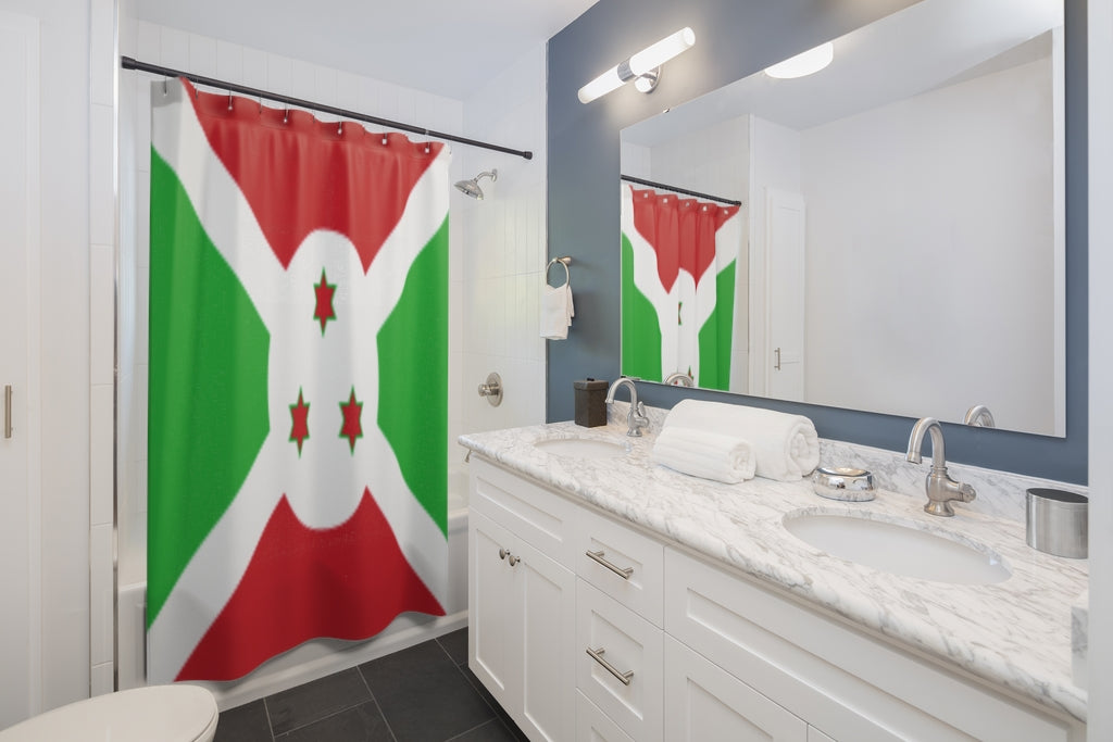 Burundi Flag Stylish Design 71" x 74" Elegant Waterproof Shower Curtain for a Spa-like Bathroom Paradise Exceptional Craftsmanship-Express Your Love Gifts