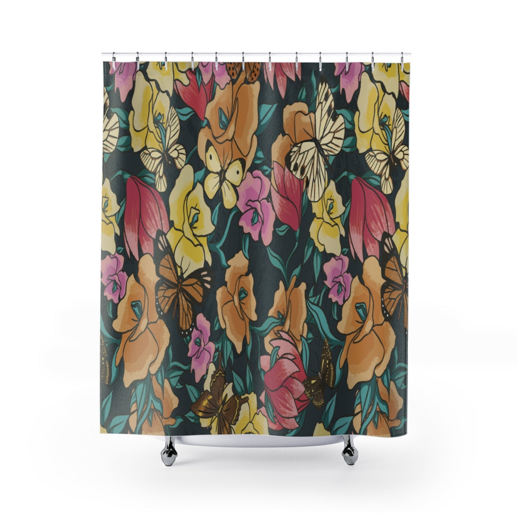 Butterfly Flower Garden Stylish Design 71&quot; x 74&quot; Elegant Waterproof Shower Curtain for a Spa-like Bathroom Paradise Exceptional Craftsmanship-Express Your Love Gifts