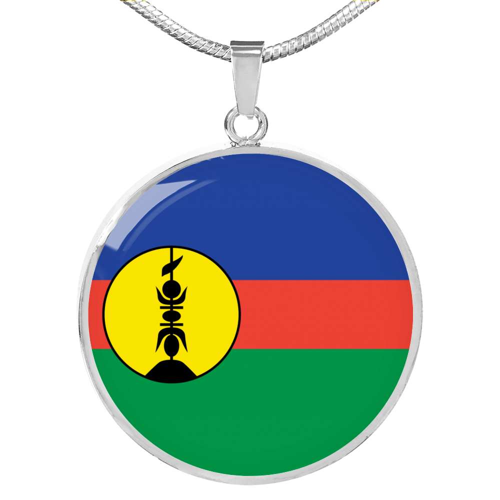 Caledonia Flag Necklace Circle Pendant Stainless Steel or 18k Gold 18-22"-Express Your Love Gifts