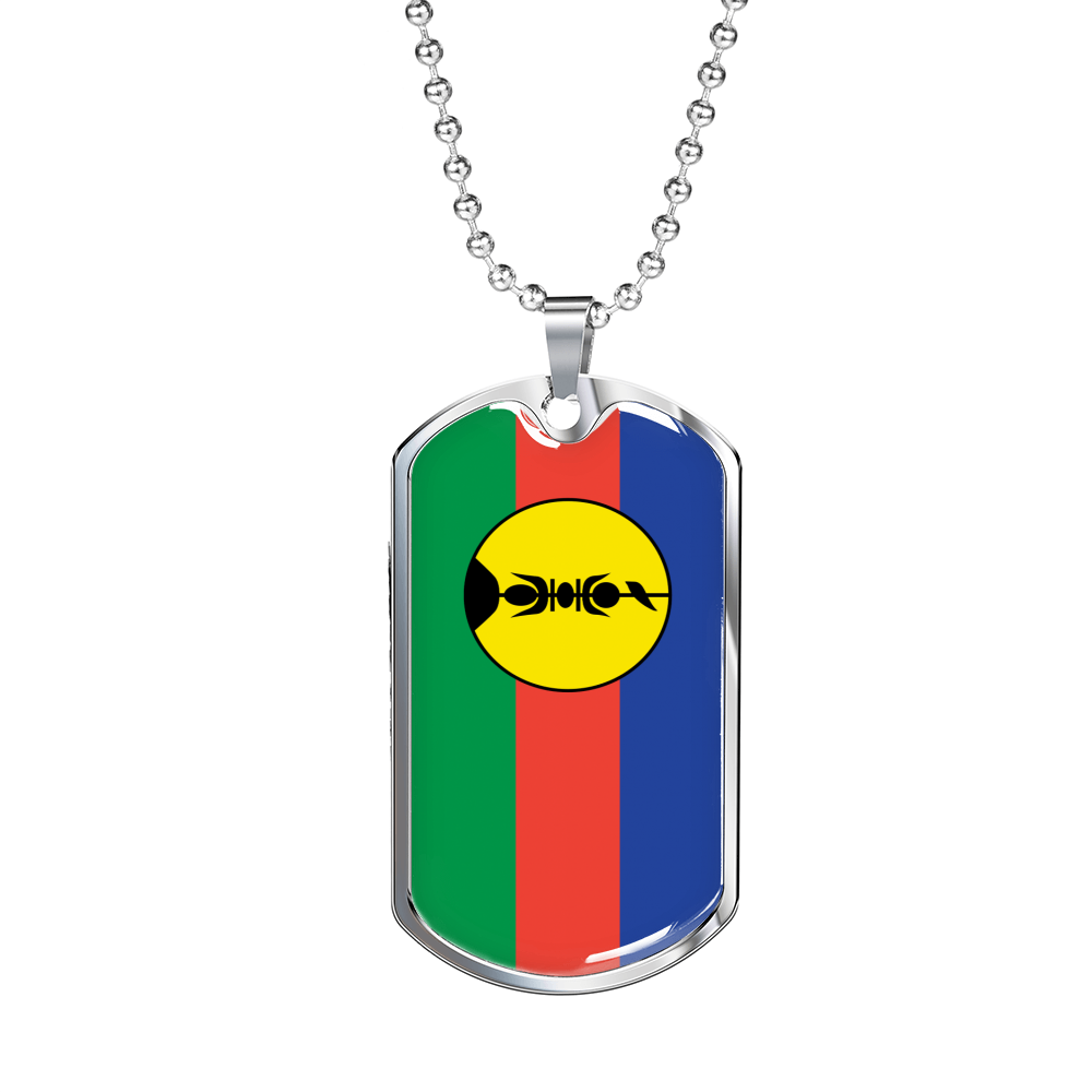 Caledonia Flag Necklace Stainless Steel or 18k Gold Dog Tag 24" Chain-Express Your Love Gifts