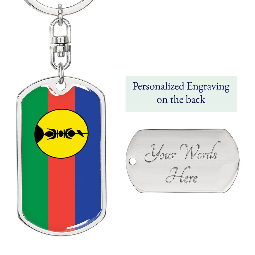 Caledonia Flag Swivel Keychain Dog Tag Stainless Steel or 18k Gold-Express Your Love Gifts