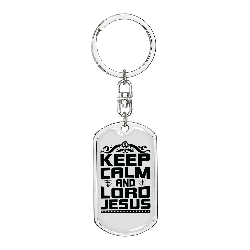 Calm And Lord Jesus Keychain Stainless Steel or 18k Gold Dog Tag Keyring-Express Your Love Gifts
