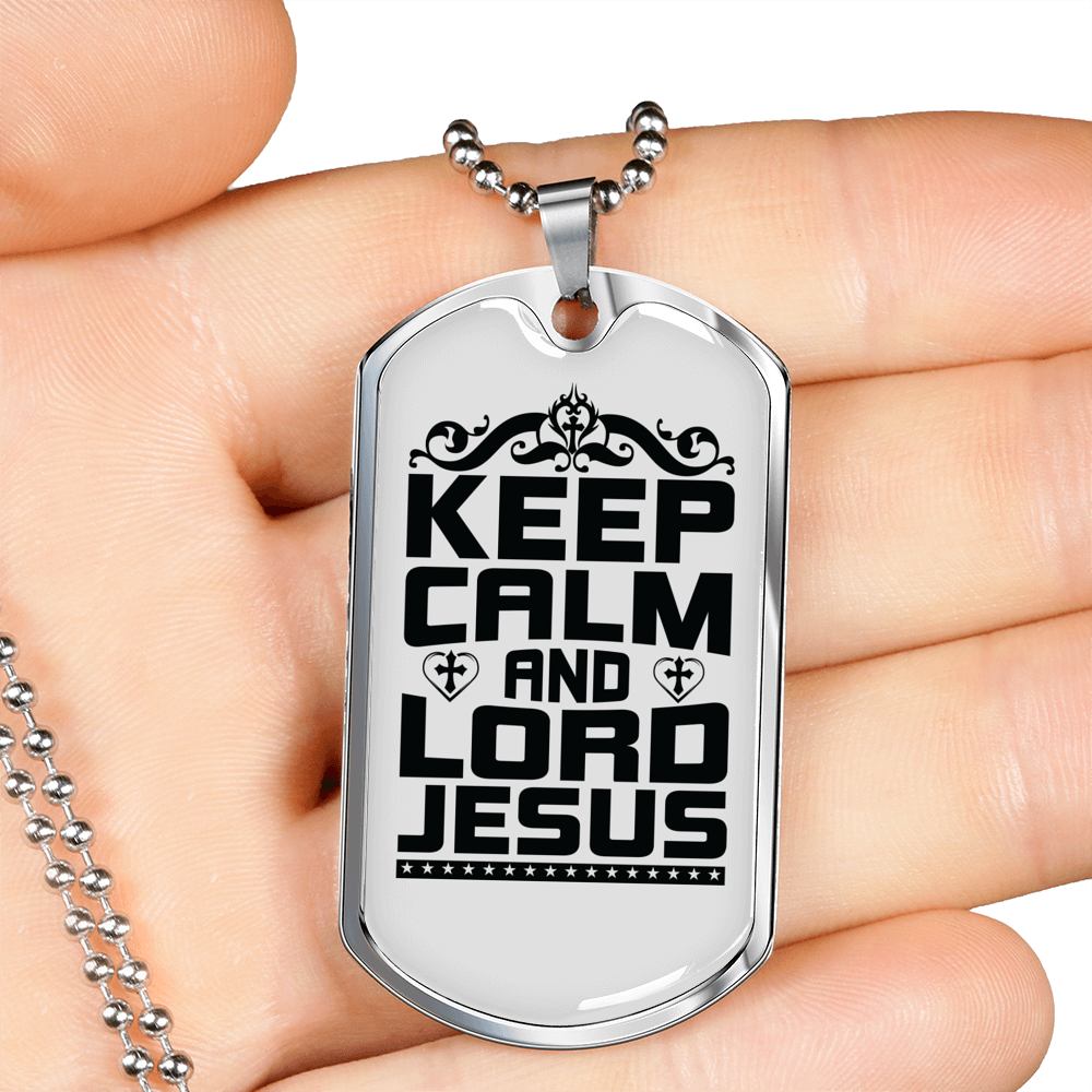 Calm And Lord Jesus Necklace Stainless Steel or 18k Gold Dog Tag 24" Chain-Express Your Love Gifts