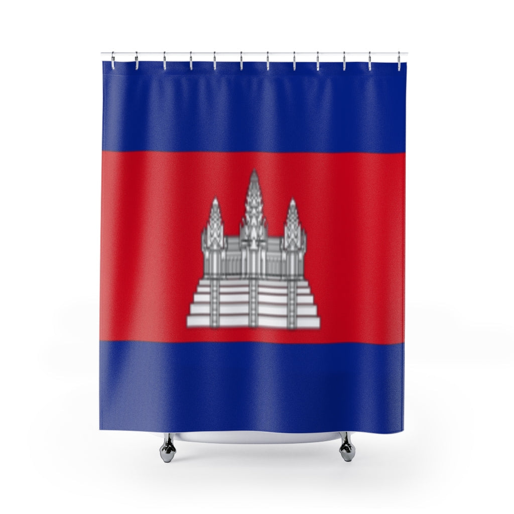 Cambodia Flag Stylish Design 71&quot; x 74&quot; Elegant Waterproof Shower Curtain for a Spa-like Bathroom Paradise Exceptional Craftsmanship-Express Your Love Gifts