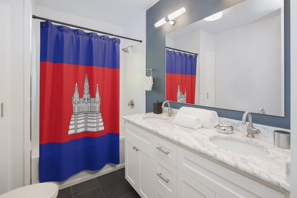 Cambodia Flag Stylish Design 71" x 74" Elegant Waterproof Shower Curtain for a Spa-like Bathroom Paradise Exceptional Craftsmanship-Express Your Love Gifts