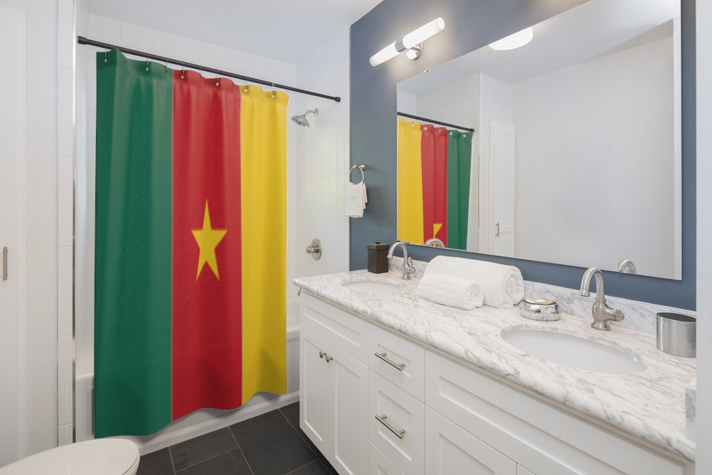 Cameroon Flag Stylish Design 71" x 74" Elegant Waterproof Shower Curtain for a Spa-like Bathroom Paradise Exceptional Craftsmanship-Express Your Love Gifts