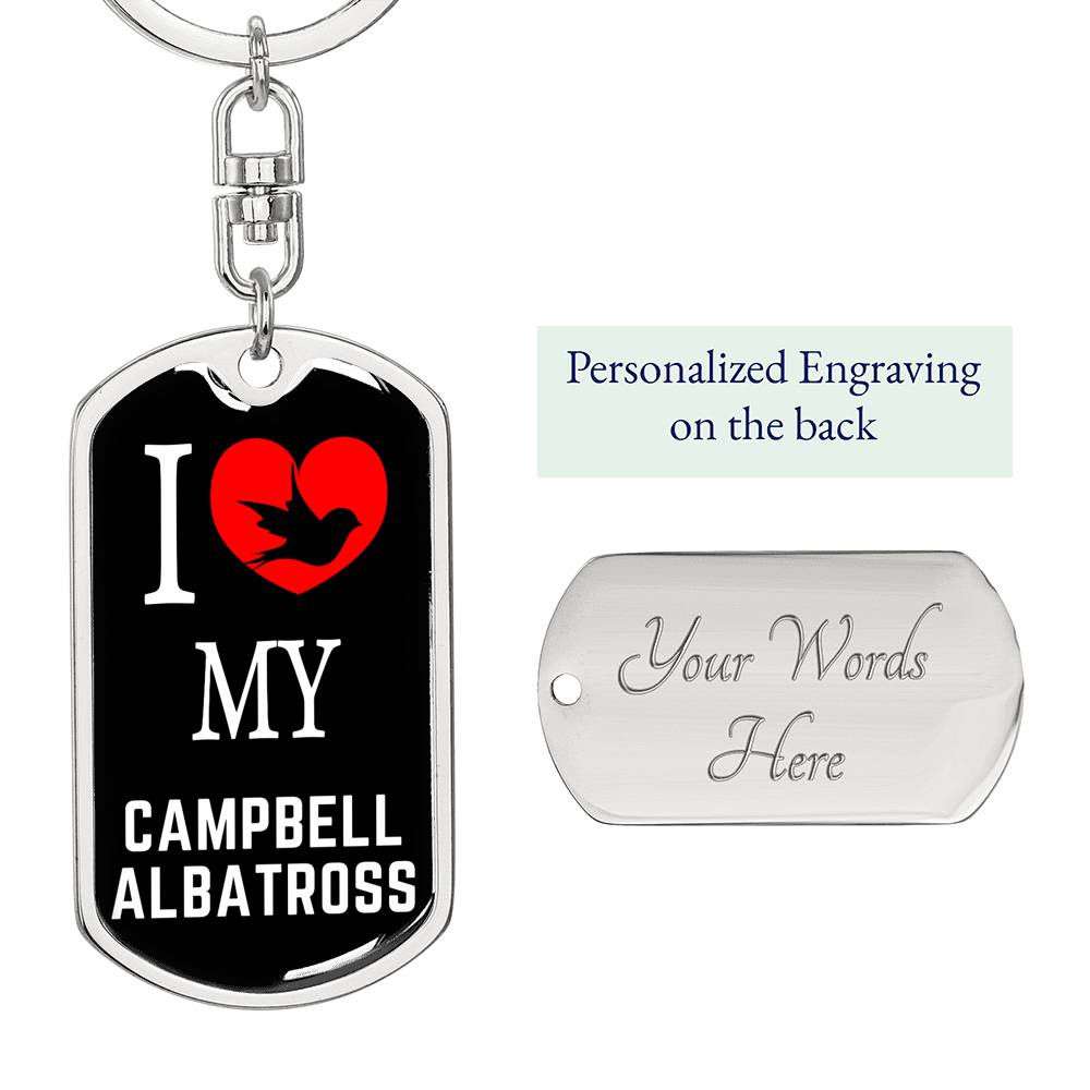 Campbell Albatross Bird Lover Keyring Keychain Stainless Steel or 18k Gold-Express Your Love Gifts