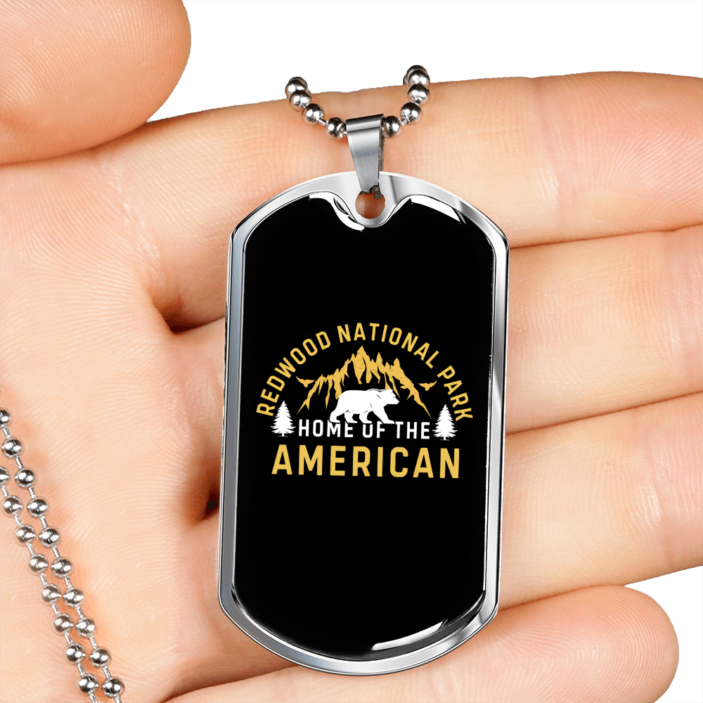 Camper Necklace Home of The American Necklace Stainless Steel or 18k Gold Dog Tag 24" Chain-Express Your Love Gifts