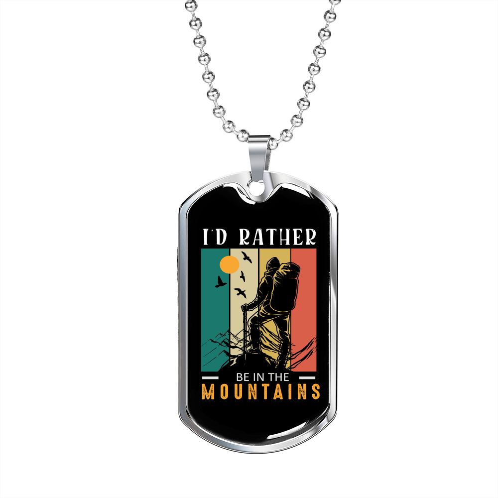 Camper Necklace Partner Mountains Necklace Stainless Steel or 18k Gold Dog Tag 24" Chain-Express Your Love Gifts