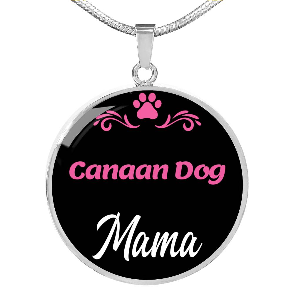 Canaan Dog Mama Necklace Circle Pendant Stainless Steel or 18k Gold 18-22" Dog Mom Pendant-Express Your Love Gifts