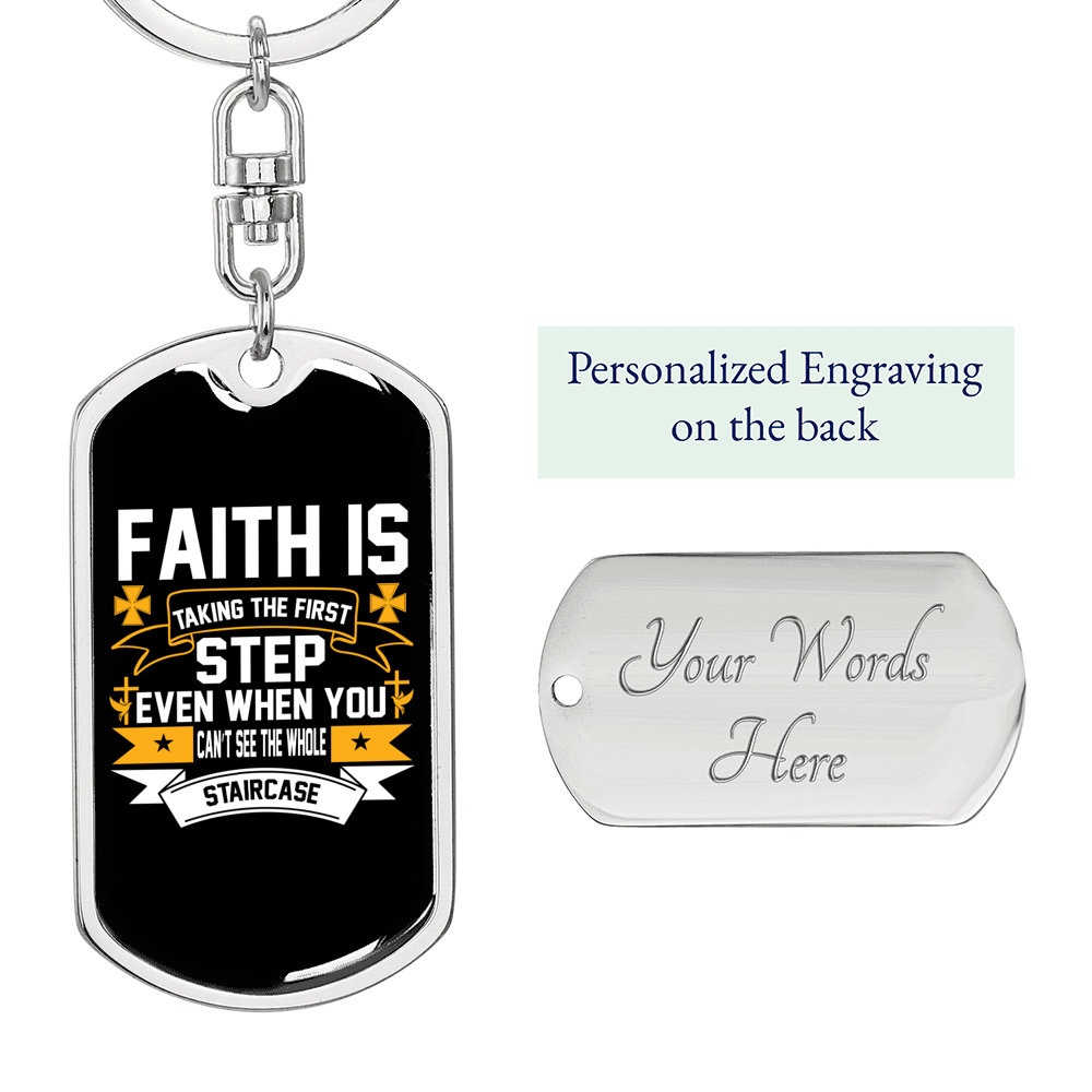 Cant See The Whole Staircase Keychain Stainless Steel or 18k Gold Dog Tag Keyring-Express Your Love Gifts