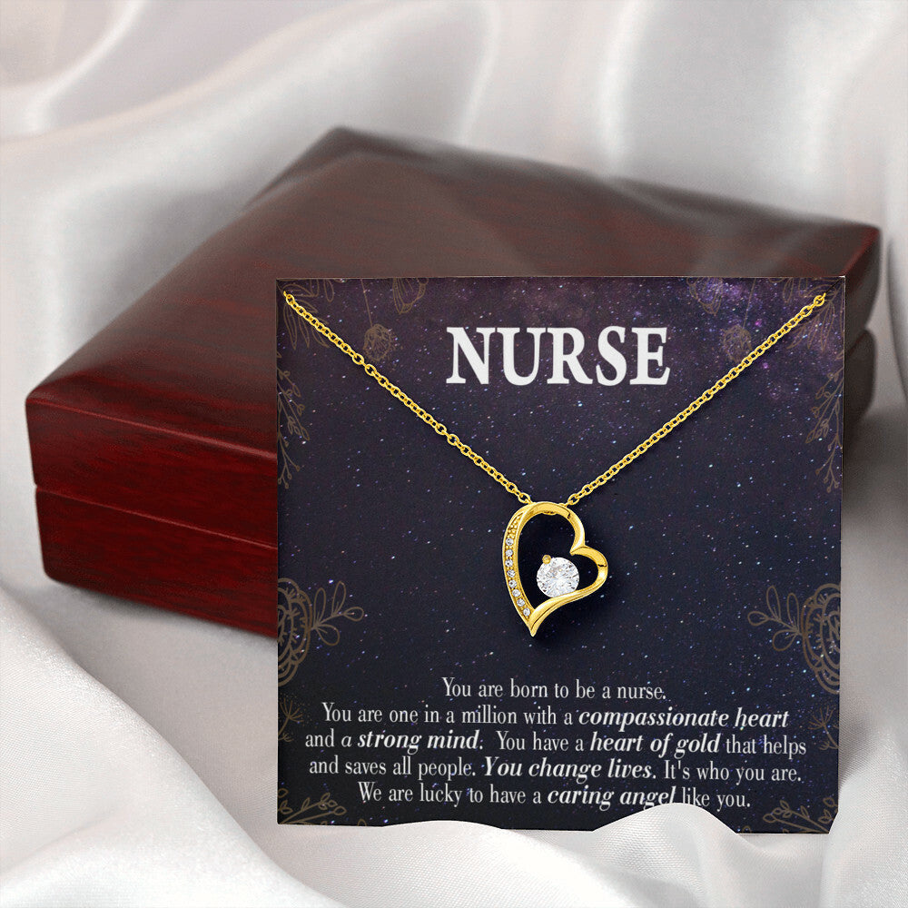 Caring Angel Nurse Healthcare Medical Worker Nurse Appreciation Gift Forever Necklace w Message Card-Express Your Love Gifts