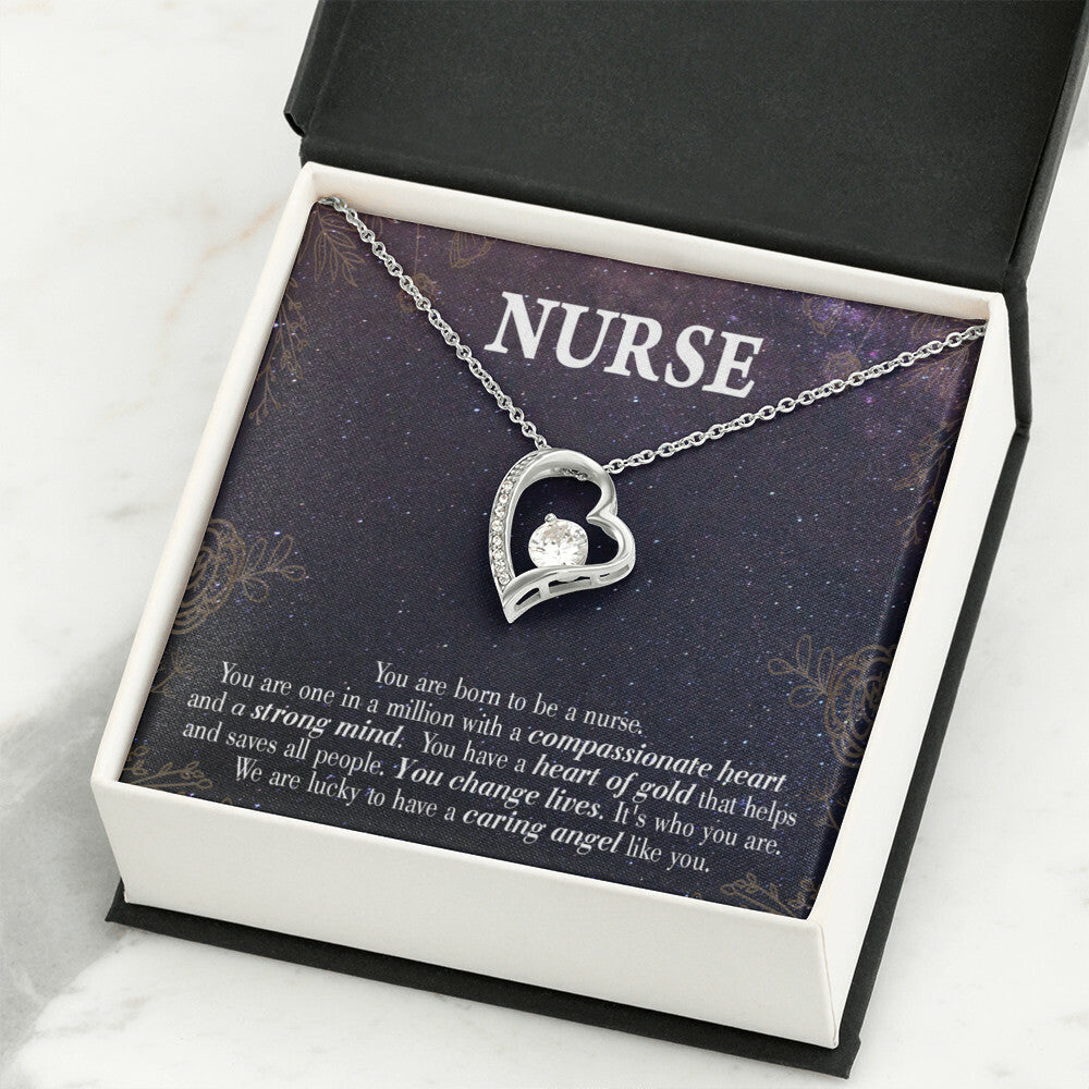 Caring Angel Nurse Healthcare Medical Worker Nurse Appreciation Gift Forever Necklace w Message Card-Express Your Love Gifts