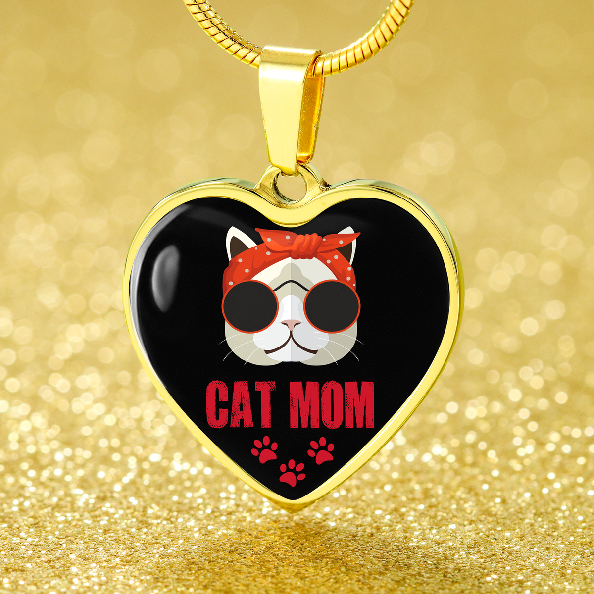 Cat Lover Necklace Cat Mom Pink Heart Pendant Stainless Steel or 18k Gold 18-22"-Express Your Love Gifts