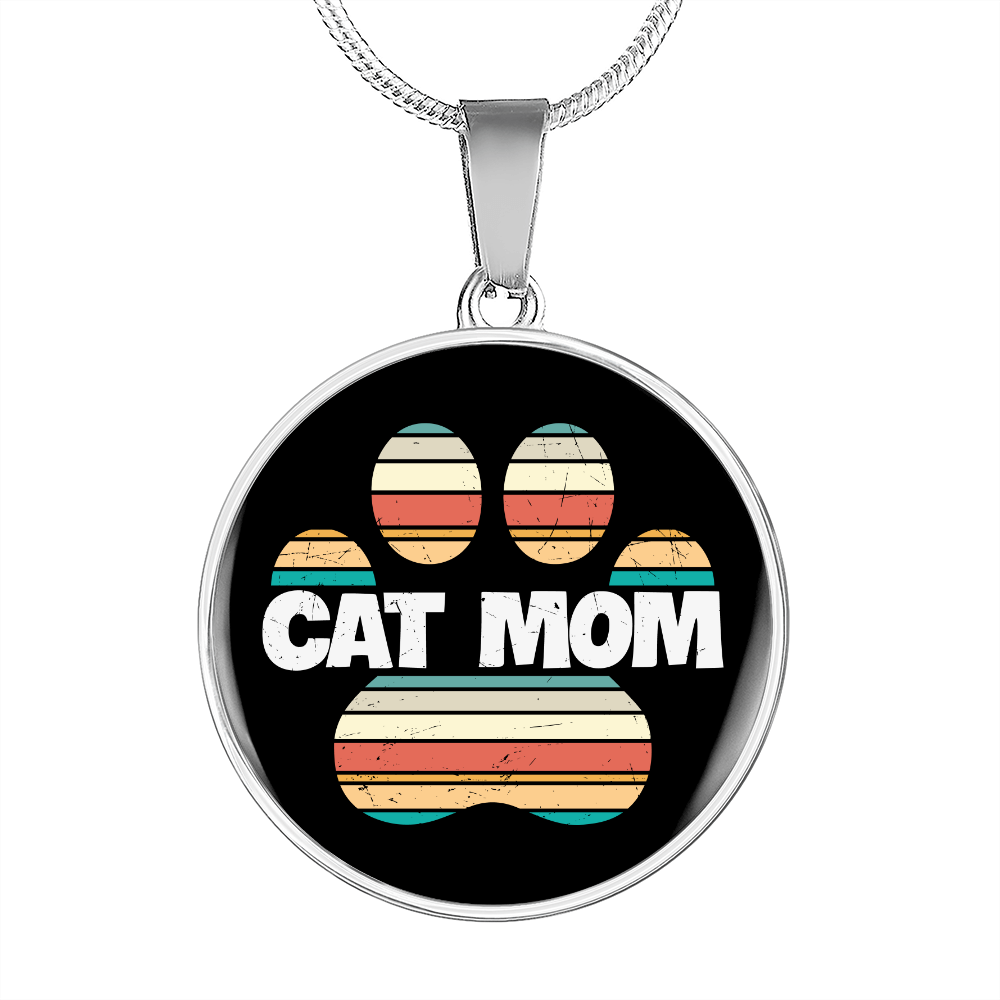 Cat Mom Feet Circle Necklace Stainless Steel or 18k Gold 18-22-Express Your Love Gifts