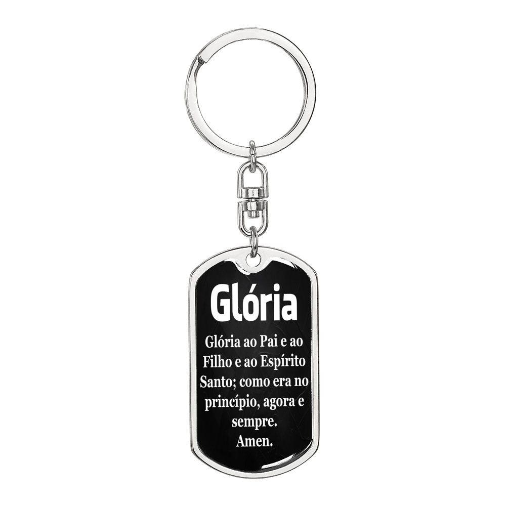 Catholic Glory Be Portuguese Swivel Keychain Dog Tag Stainless Steel or 18k Gold-Express Your Love Gifts