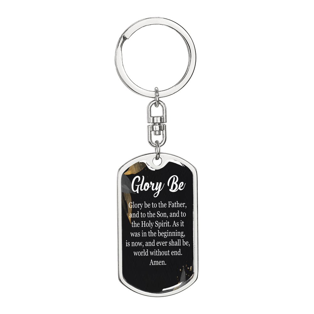 Catholic Glory Be Prayer Swivel Keychain Dog Tag Stainless Steel or 18k Gold-Express Your Love Gifts