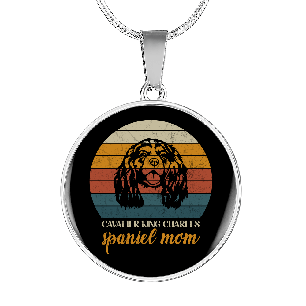 Cavalier King Spaniel Mom Circle Necklace Stainless Steel or 18k Gold 18-22"-Express Your Love Gifts