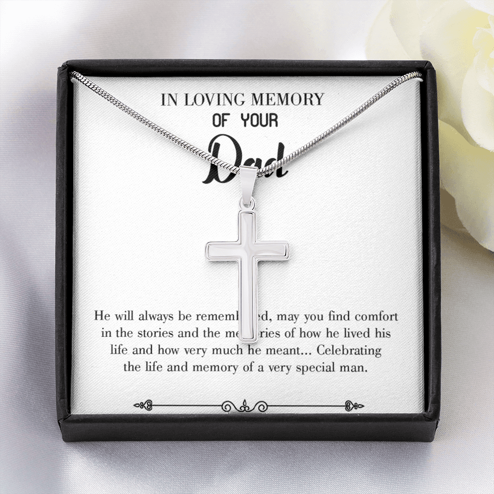 Celebrating Life Dad Memorial Gift Dad Memorial Cross Necklace Sympathy Gift Loss of Father Condolence Message Card-Express Your Love Gifts