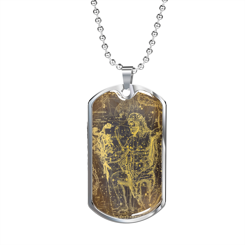 Celestial 14 Zeus Necklace Stainless Steel or 18k Gold Dog Tag 24" Chain-Express Your Love Gifts