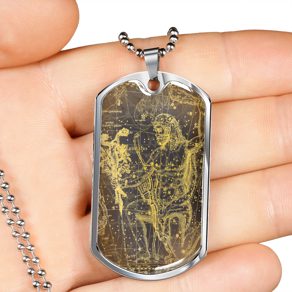 Celestial 14 Zeus Necklace Stainless Steel or 18k Gold Dog Tag 24" Chain-Express Your Love Gifts
