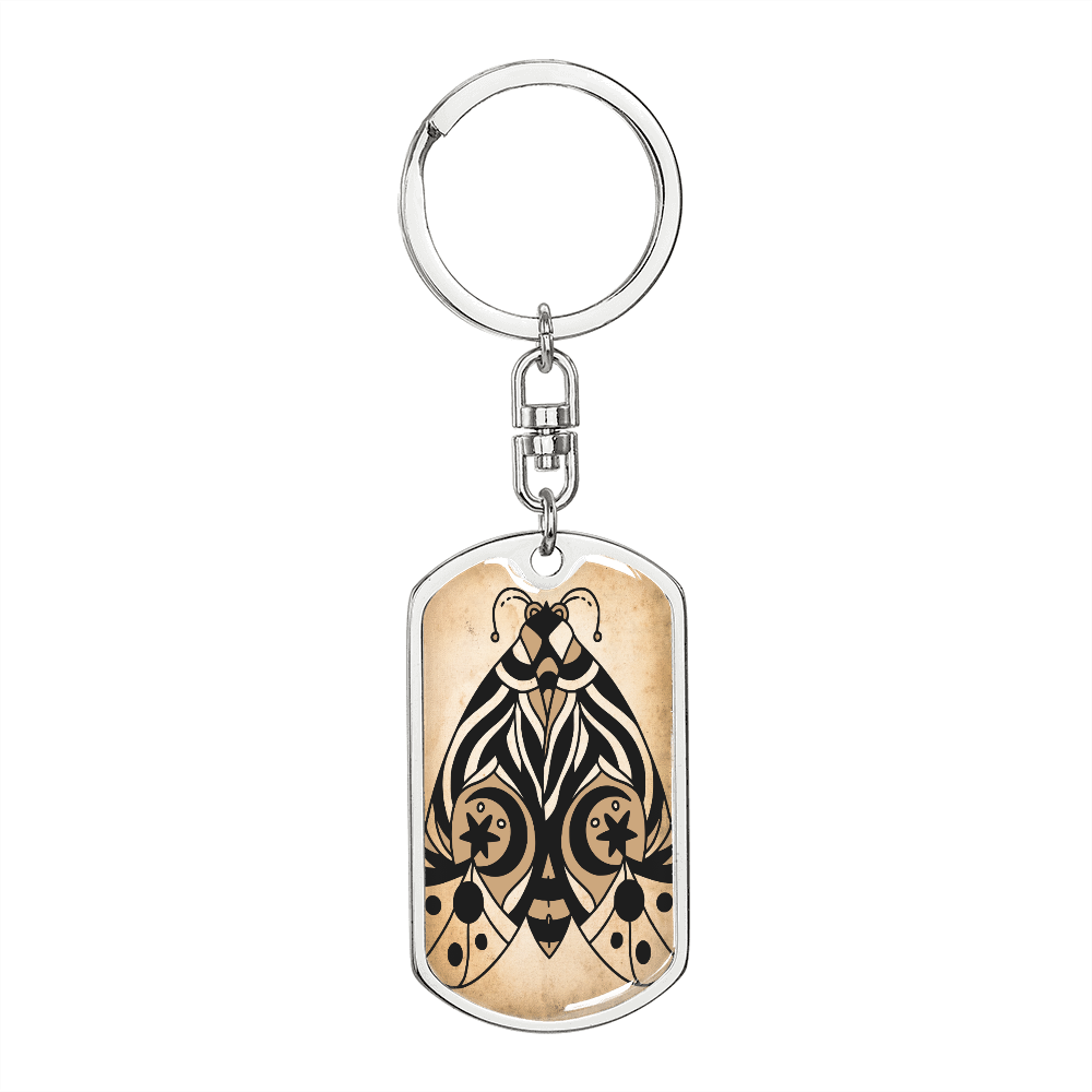Celestial Butterfly Keychain Stainless Steel or 18k Gold Dog Tag Keyring-Express Your Love Gifts