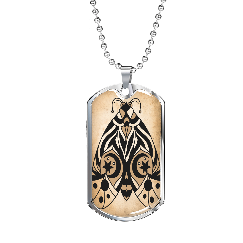 Celestial Butterfly Necklace Stainless Steel or 18k Gold Dog Tag 24" Chain-Express Your Love Gifts