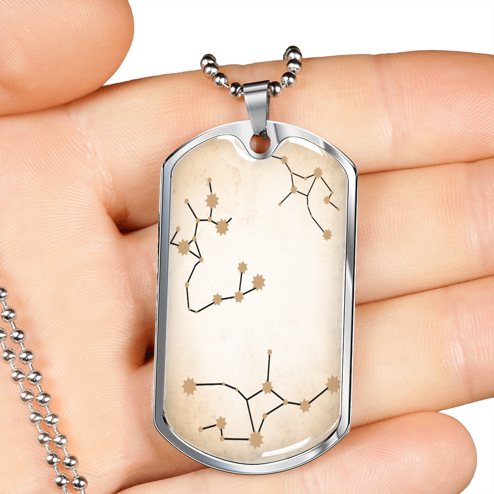 Celestial DNA Necklace Stainless Steel or 18k Gold Dog Tag 24" Chain-Express Your Love Gifts