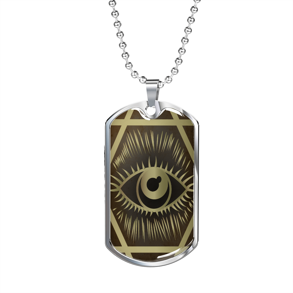 Celestial Eye Necklace Stainless Steel or 18k Gold Dog Tag 24" Chain-Express Your Love Gifts