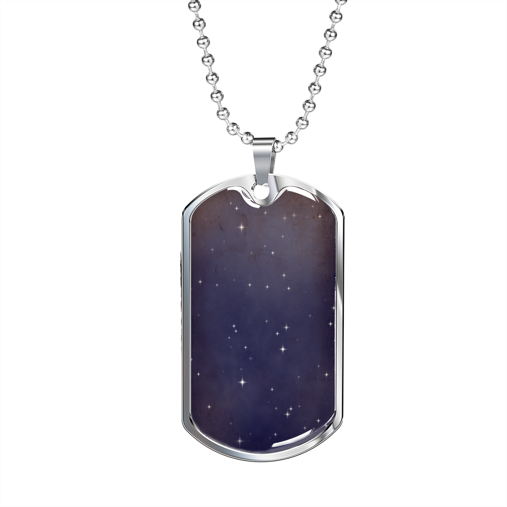 Celestial Galaxy Purple Necklace Stainless Steel or 18k Gold Dog Tag 24" Chain-Express Your Love Gifts
