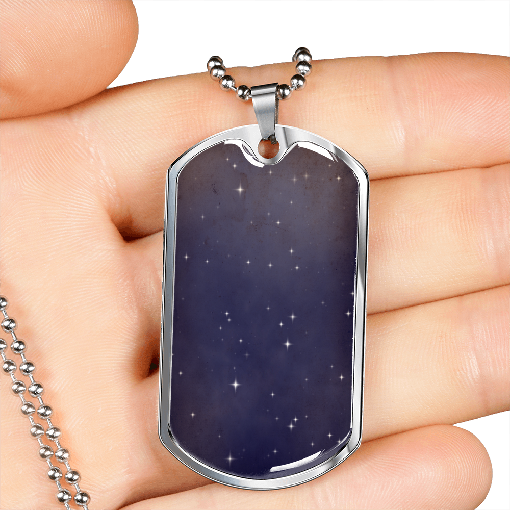 Celestial Galaxy Purple Necklace Stainless Steel or 18k Gold Dog Tag 24" Chain-Express Your Love Gifts