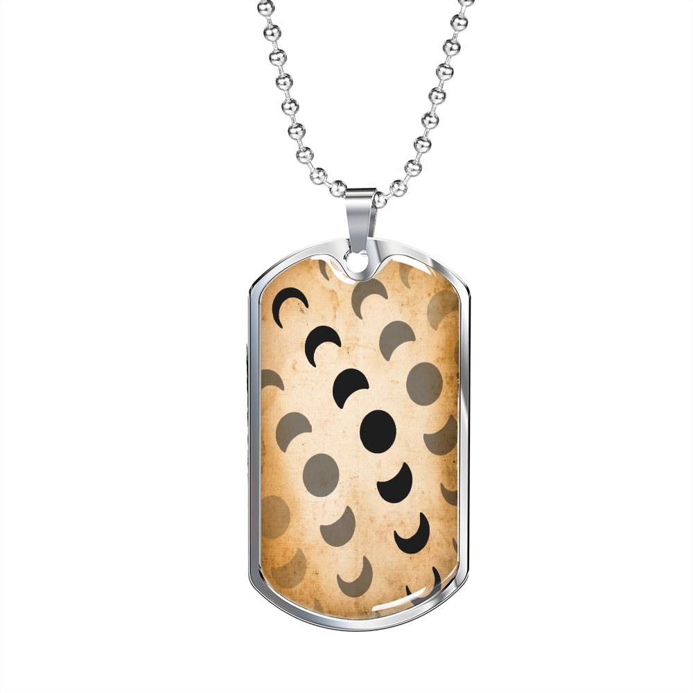 Celestial Moons Necklace Stainless Steel or 18k Gold Dog Tag 24" Chain-Express Your Love Gifts
