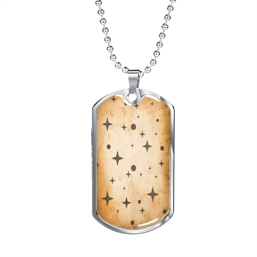Celestial Moonstars Necklace Stainless Steel or 18k Gold Dog Tag 24" Chain-Express Your Love Gifts