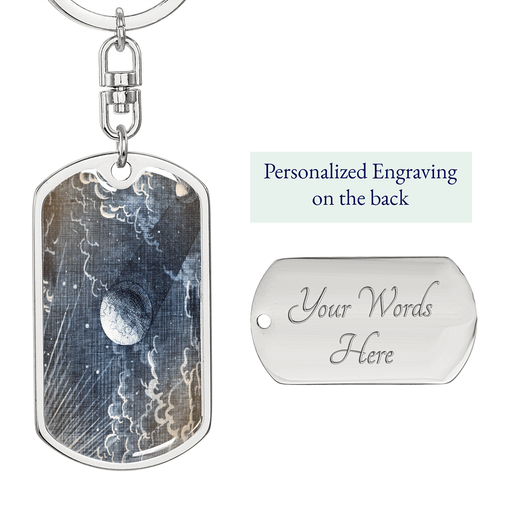 Celestial Planet Keychain Stainless Steel or 18k Gold Dog Tag Keyring-Express Your Love Gifts