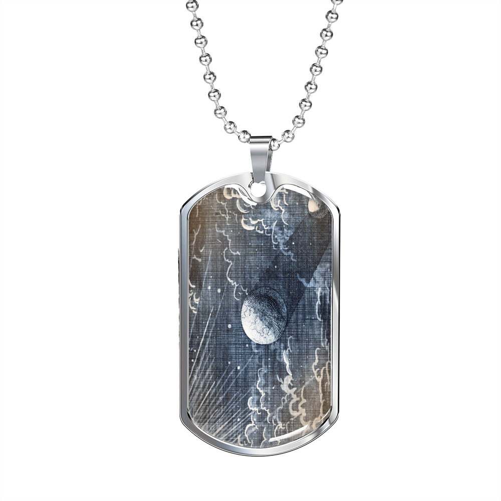 Celestial Planet Necklace Stainless Steel or 18k Gold Dog Tag 24" Chain-Express Your Love Gifts