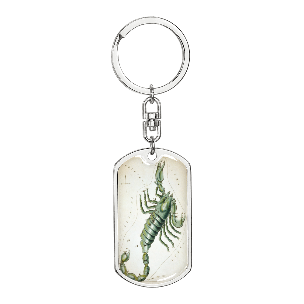 Celestial Scorpion Keychain Stainless Steel or 18k Gold Dog Tag Keyring-Express Your Love Gifts