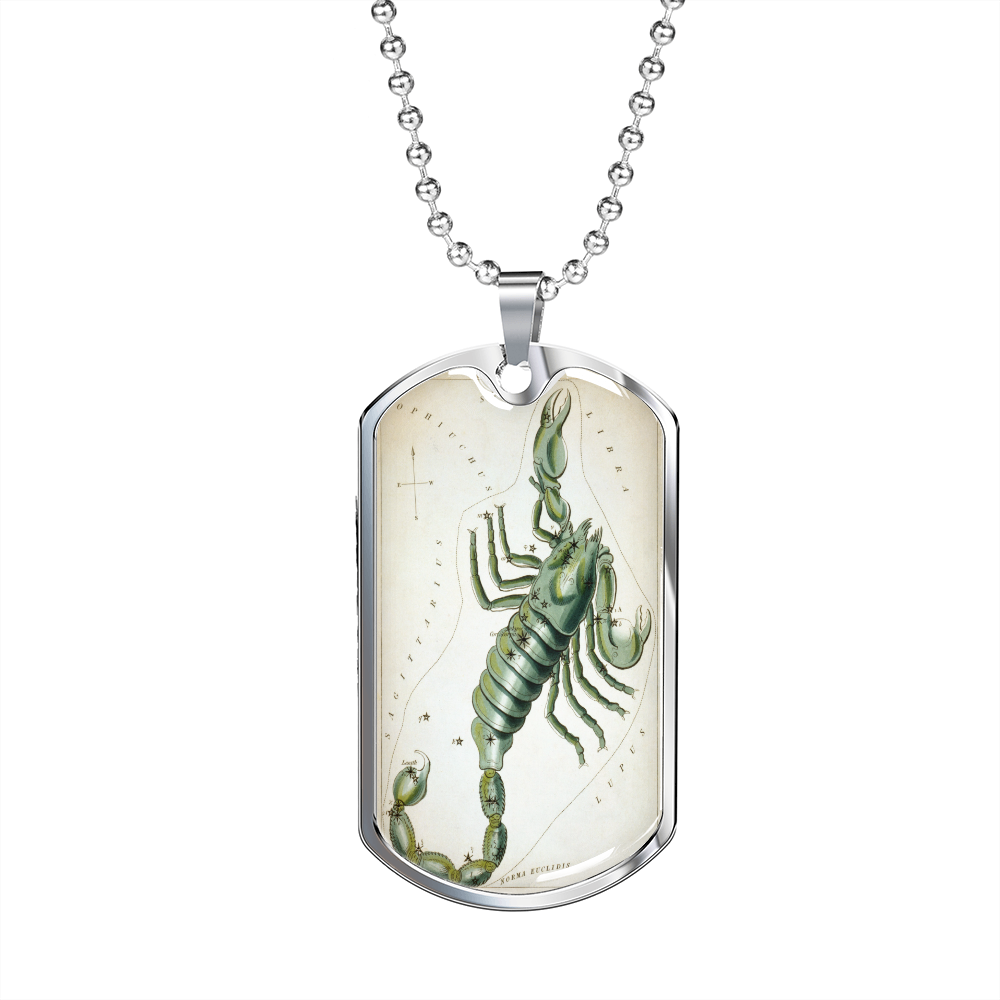 Celestial Scorpion Necklace Stainless Steel or 18k Gold Dog Tag 24" Chain-Express Your Love Gifts