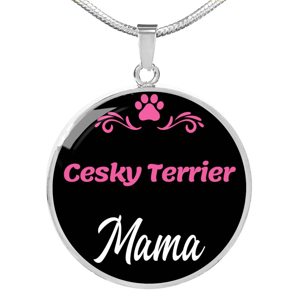 Cesky Terrier Mama Necklace Circle Pendant Stainless Steel or 18k Gold 18-22" Dog Mom Pendant-Express Your Love Gifts