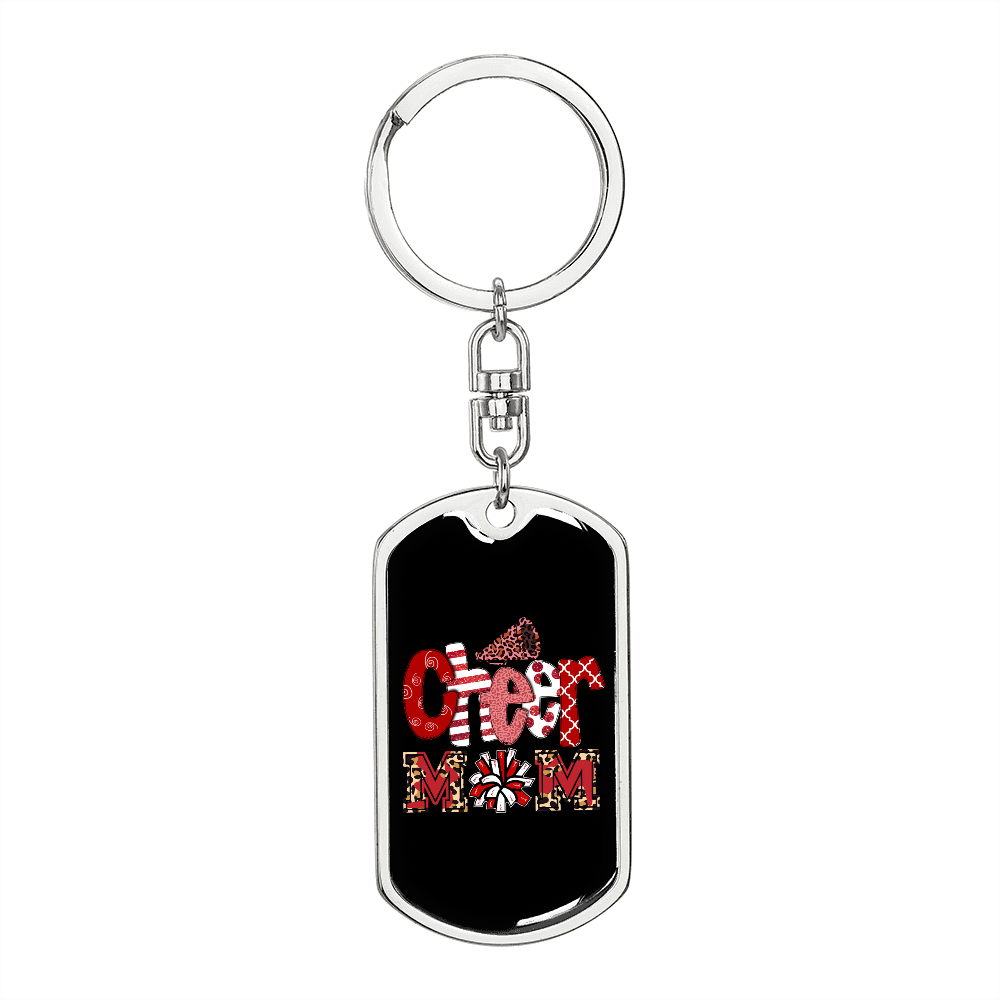 Cheer Mom Colors Keychain Stainless Steel or 18k Gold Dog Tag Keyring-Express Your Love Gifts