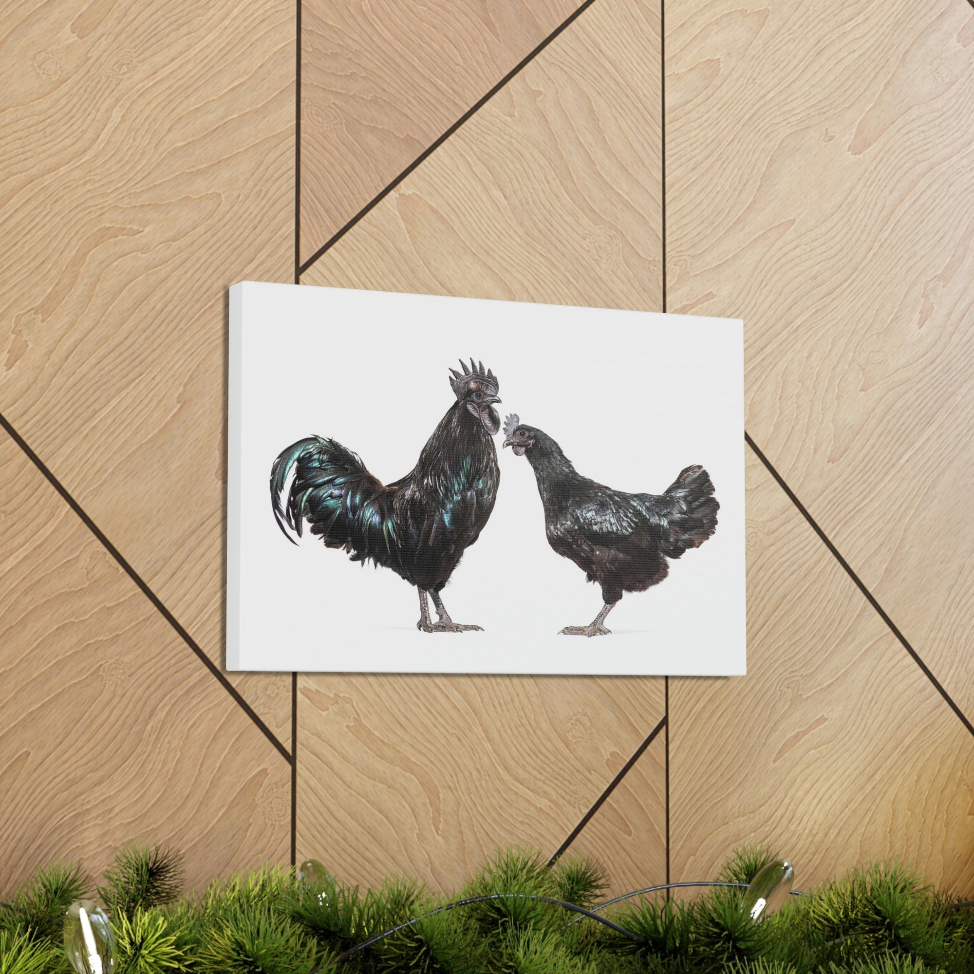 Scripture Walls Chicken Couple Chicken Troop Print Animal Wall Art Wildlife Canvas Prints Wall Art Ready to Hang Unframed-Express Your Love Gifts