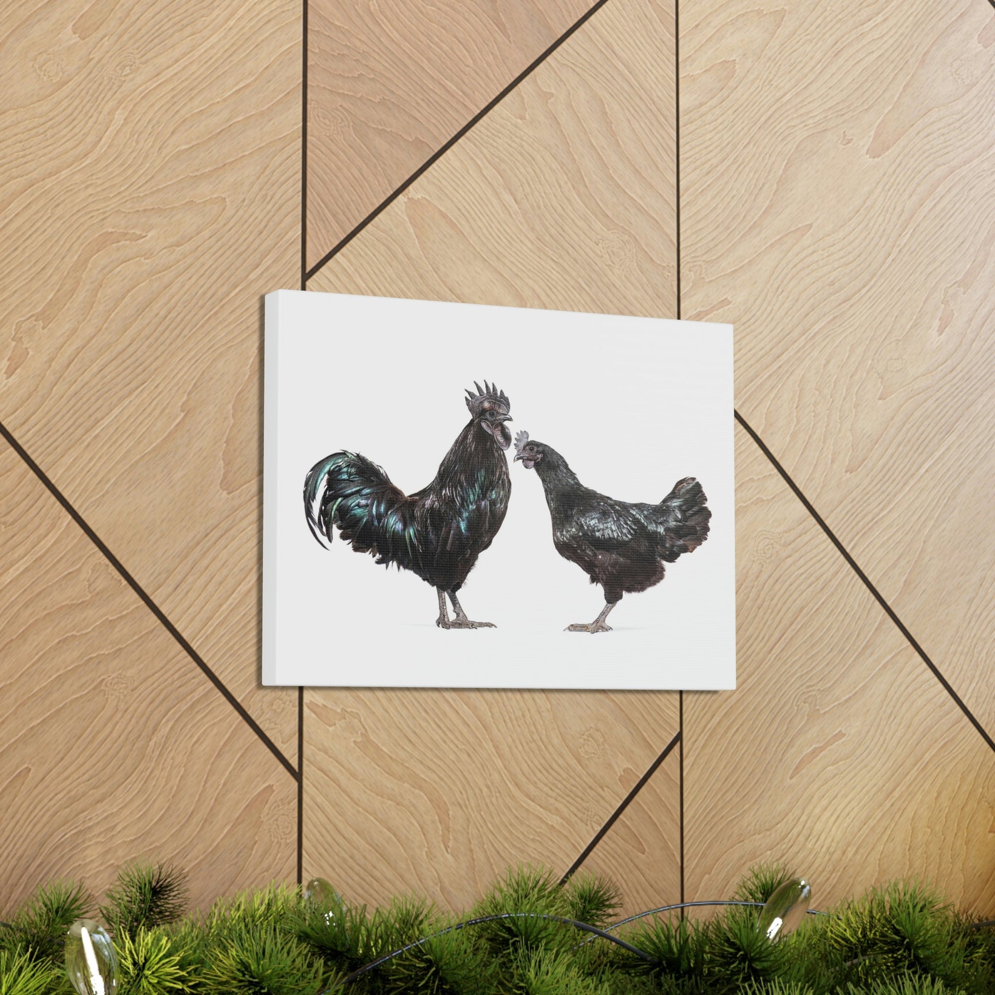 Scripture Walls Chicken Couple Chicken Troop Print Animal Wall Art Wildlife Canvas Prints Wall Art Ready to Hang Unframed-Express Your Love Gifts