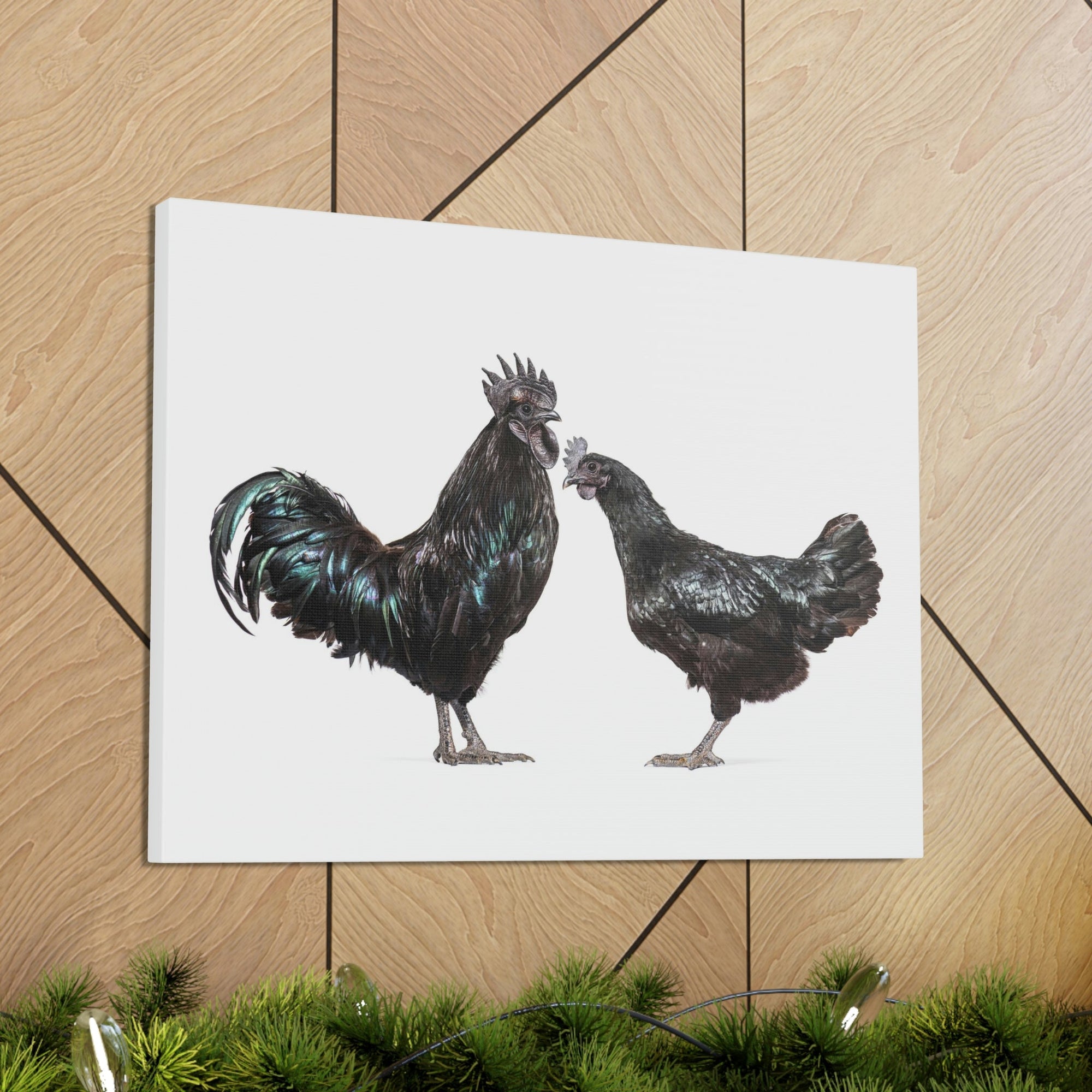 Scripture Walls Chicken Couple Chicken Troop Print Animal Wall Art Wildlife Canvas Prints Wall Art Ready to Hang Unframed-Express Your Love Gifts