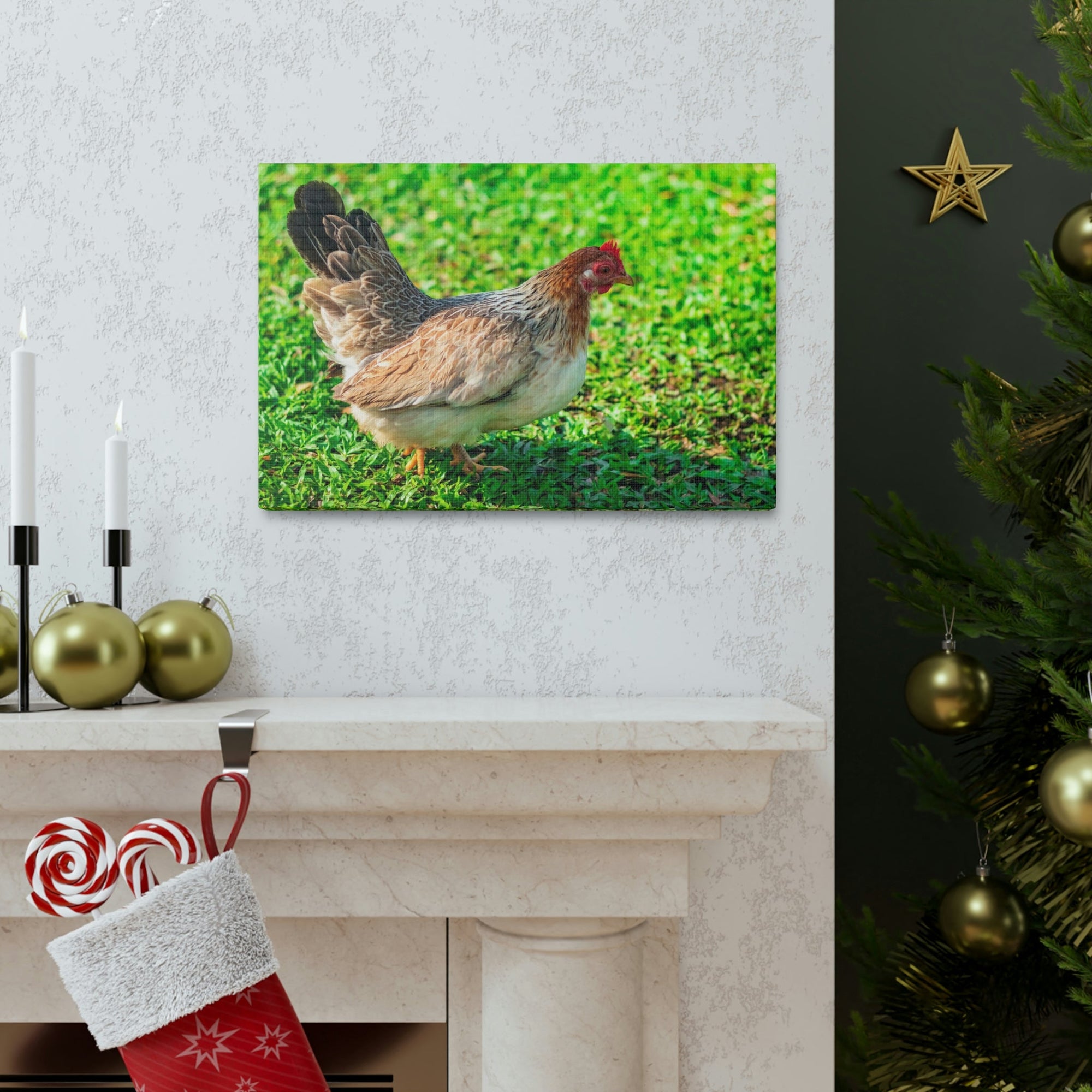 Scripture Walls Chicken Hunting Chicken on Hunt Print Animal Wall Art Wildlife Canvas Prints Wall Art Ready to Hang Unframed-Express Your Love Gifts